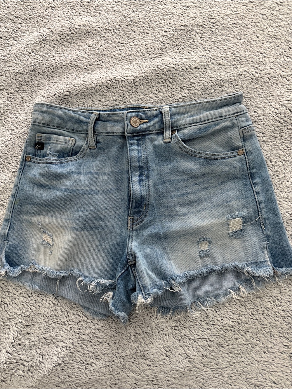 KanCan Light Blue Distressed Frayed Hem Denim Shorts